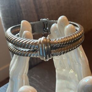 Stylish Silver Cable Double Rope Strand Bracelet